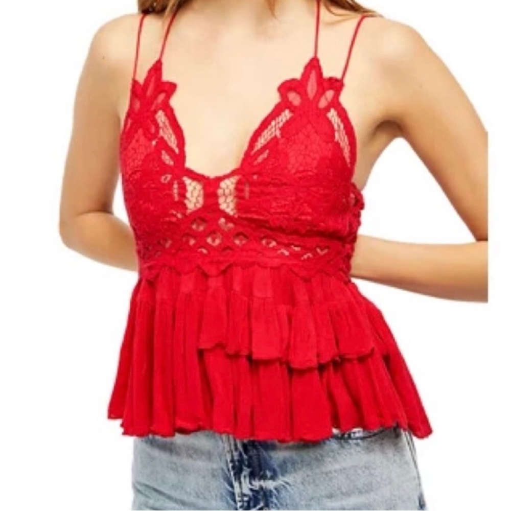 NWT Free People Adella Cami in Cherry Red🍒